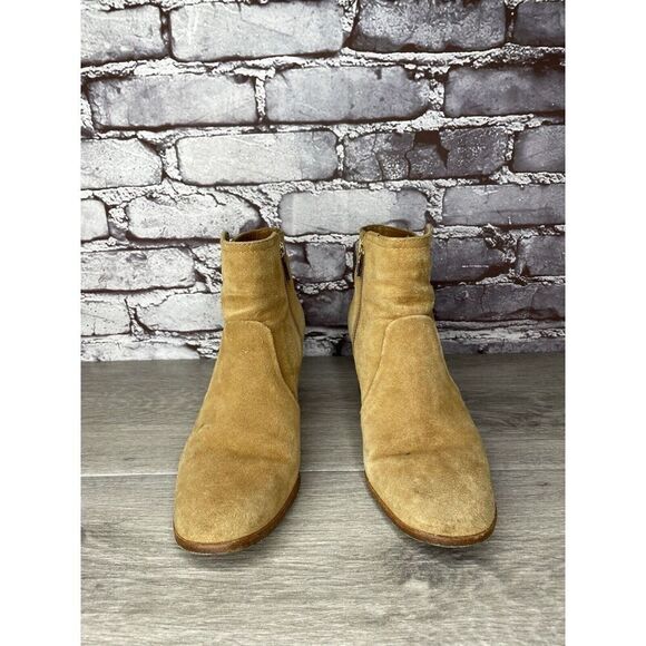 Tory Burch Tan Suede Leather Side Zipper High Heel Booties Women Sz 7.5M US/38EU - Picture 2 of 16